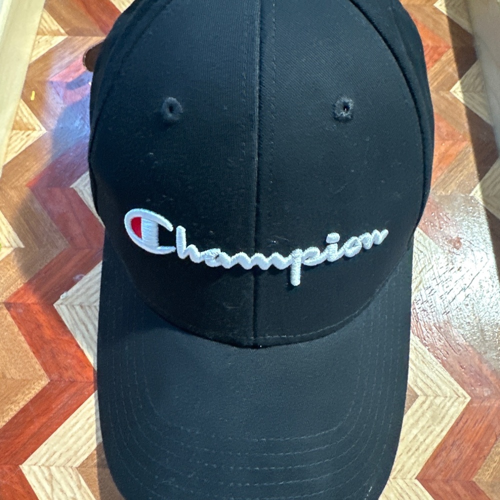 Champion authentic embroidered black adjustable cap hat